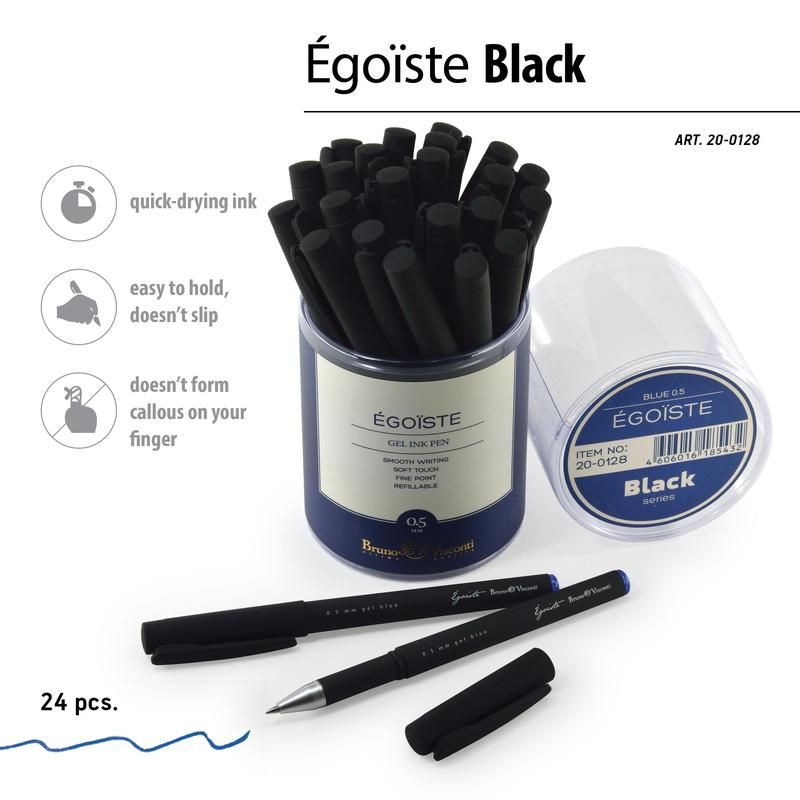 Ручка шариковая автоматическая Bruno Visconti SoftClick Black синяя (толщина линии 0.4 мм)