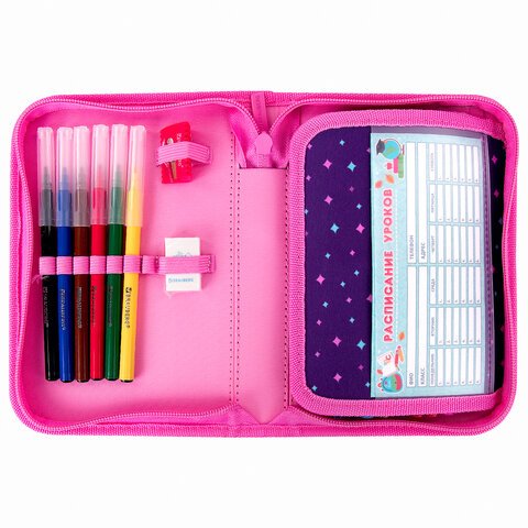 Пенал с наполнением BRAUBERG1 отделение1 откидная планкаполиэстер24 предмета21×14 см«Sweet dream»270316