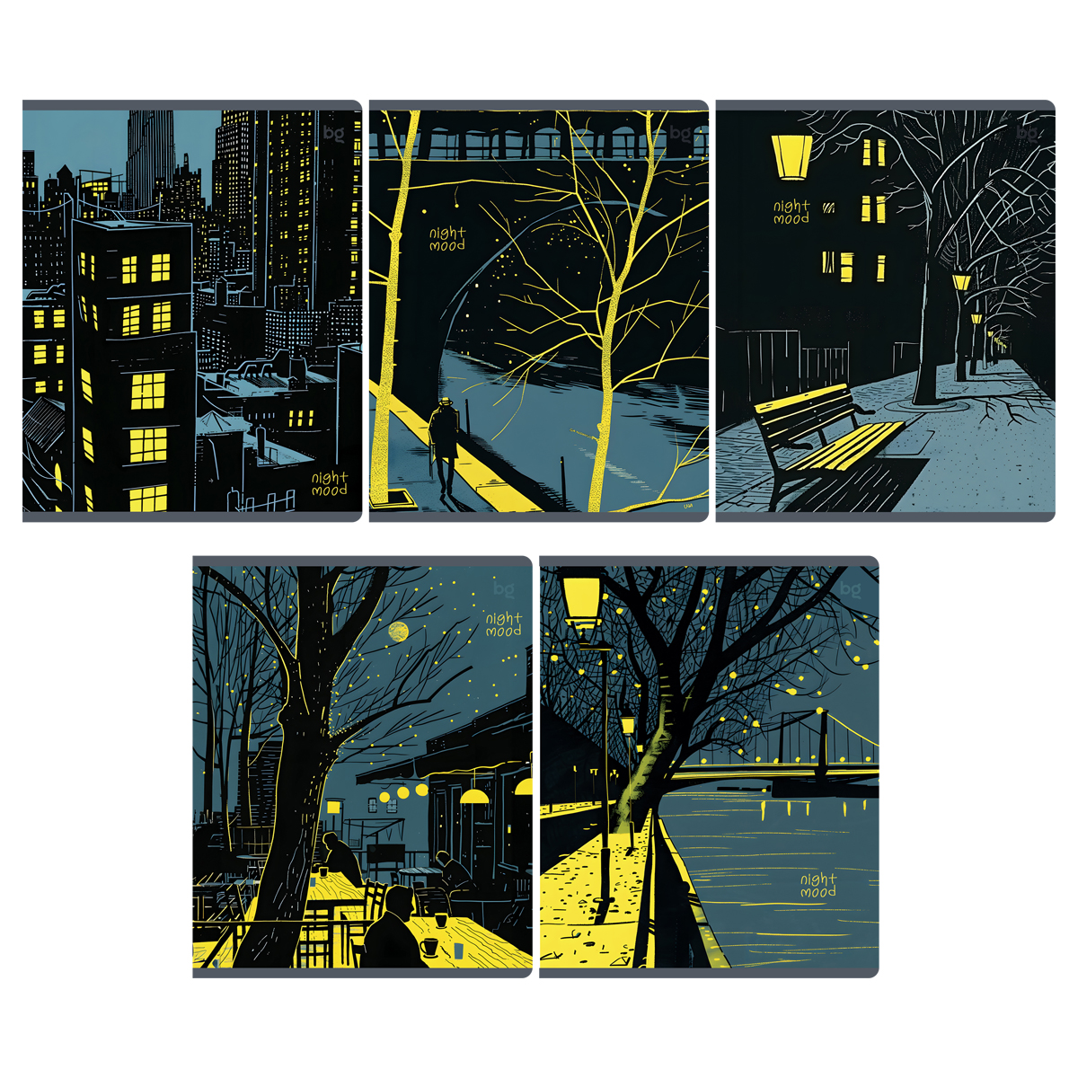 превью Тетрадь 48л., А5, клетка BG «Night mood», выб. лак