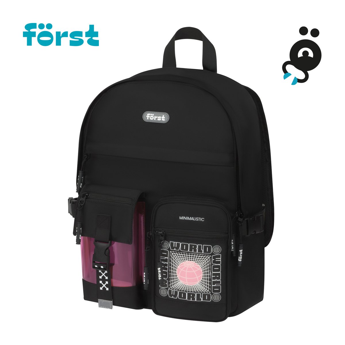 Рюкзак Först F-Teens «World» 40×28×15см, 1 отделение, 7 карманов, уплотненная спинка
