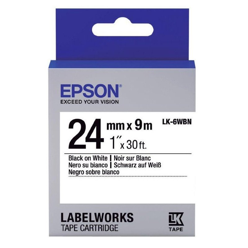 превью Картридж для принтера этикеток Epson LK6WBN (24 мм x 9 м, цвет ленты белый, шрифт черный)