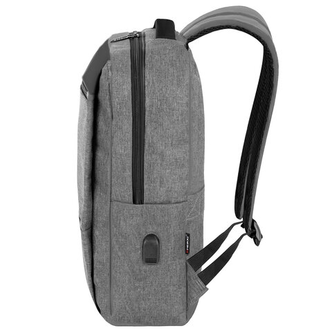 Рюкзак HEIKKI PANEL (ХЕЙКИ), отделение для ноутбука, USB-порт, серый, 44×30x13 см