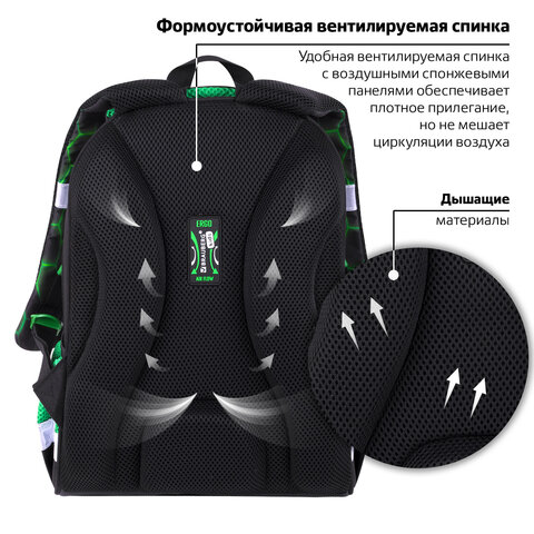 Ранец BRAUBERG KIDS START, 1 отделение, 2 кармана, «Green ball», 35×26х13 см