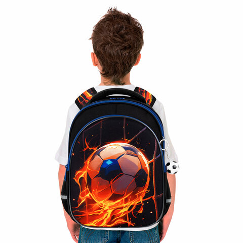 Рюкзак BRAUBERG OPTIMA, 2 отделения, с брелоком, «Burning ball», 3D-панель, 36×27х18 см