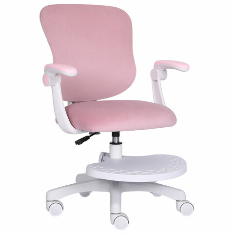 превью Кресло детское с подставкой для ног BRABIX «Sky MG-206», велюр, розовое