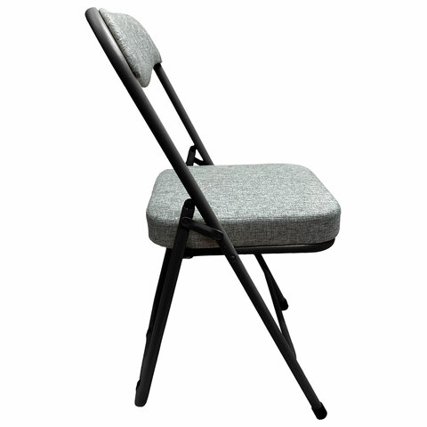 Стул складной для дома и офиса РС04К комфортчерный каркасрогожка светло-серая