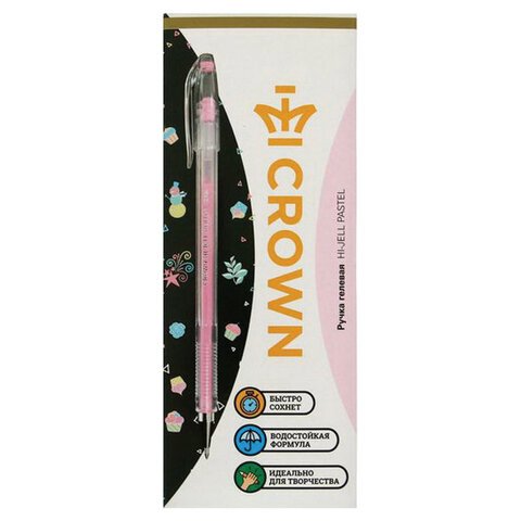 Ручка гелевая Crown «Hi-Jell Pastel» розовая пастель, 0.8мм