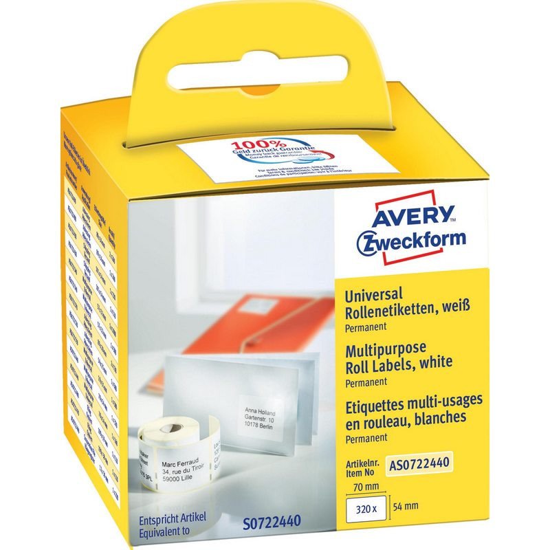 превью Этикет-лента Avery Zweckform AS0722440 70×54мм 320шт для DYMO