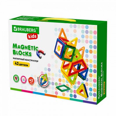 Магнитный конструктор BIG MAGNETIC BLOCKS-42, 42 детали, BRAUBERG KIDS