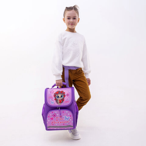 Ранец ПИФАГОР BASIC, 1 отделение, 3 кармана, эргономичная спинка, «Awesome», 35×28х18 см