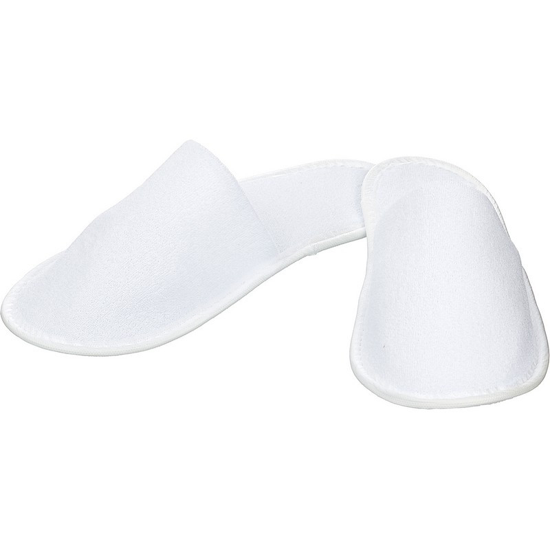 Тапочки одноразовые махровые/спанбонд закрытый мыс подошва ЭВА 3 мм белые Стандарт 100 пар в упаковке