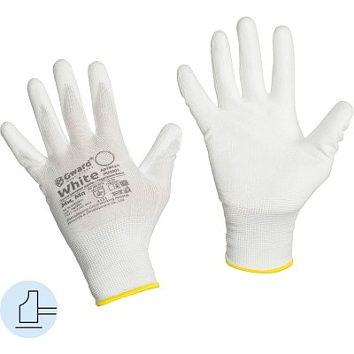 Перчатки защитные нейлон Gward White PU1001 с п/у покрытием р.9 (12 пар/уп)