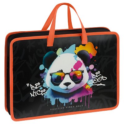 Папка с ручками А4 ArtSpace «The Colored Panda», пластик, на молнии, 70мм