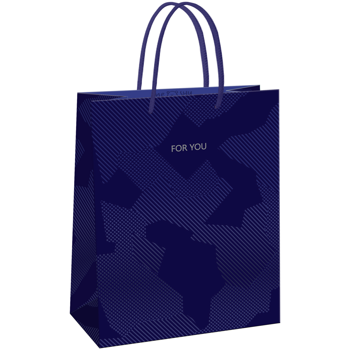 превью Пакет подарочный 11×14×6.5см MESHU «Blue pattern», выборочный лак, матовая ламинация