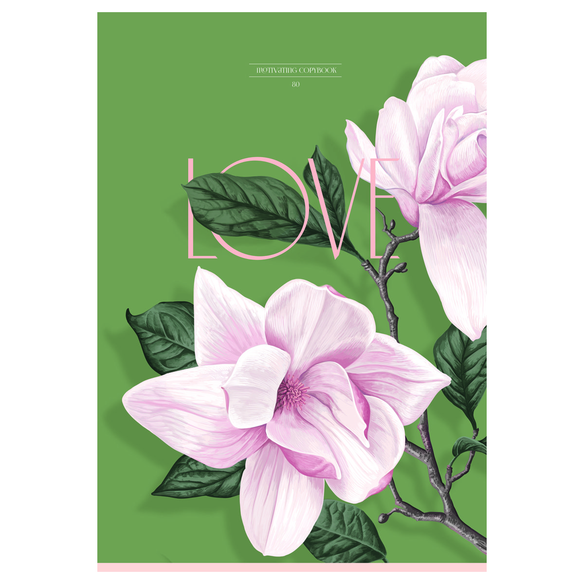 Тетрадь 80л., А4, клетка BG «Flora», матовая ламинация