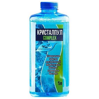 Комплексное средство для очистки воды в бассейнах, 1 л, КРИСТАЛПУЛ COMPLEX 4 в 1, концентрат