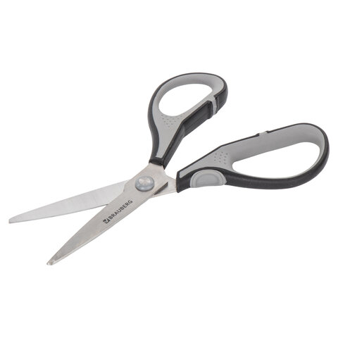 Ножницы BRAUBERG SUPER, 175 мм, серо-черные, 2-х сторонняя заточка