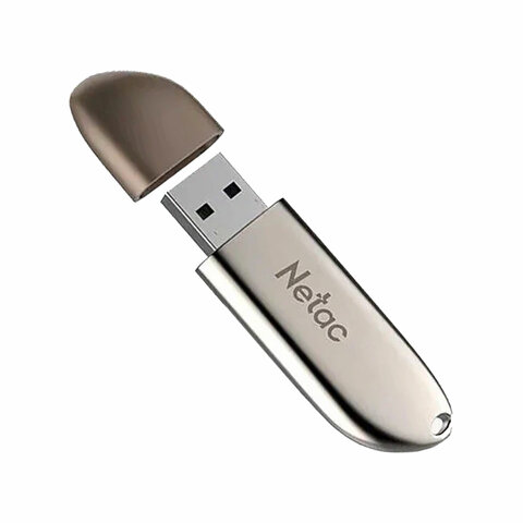 Флеш-диск 64 GB NETAC U352, USB 2.0, металлический корпус, серебристый-20PN