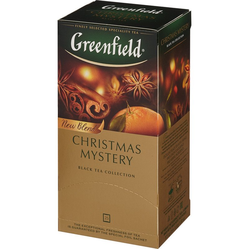 Чай GREENFIELD «Christmas Mystery» («Таинство Рождества»), черный с корицей, 25 пакетиков, по 1,5 г