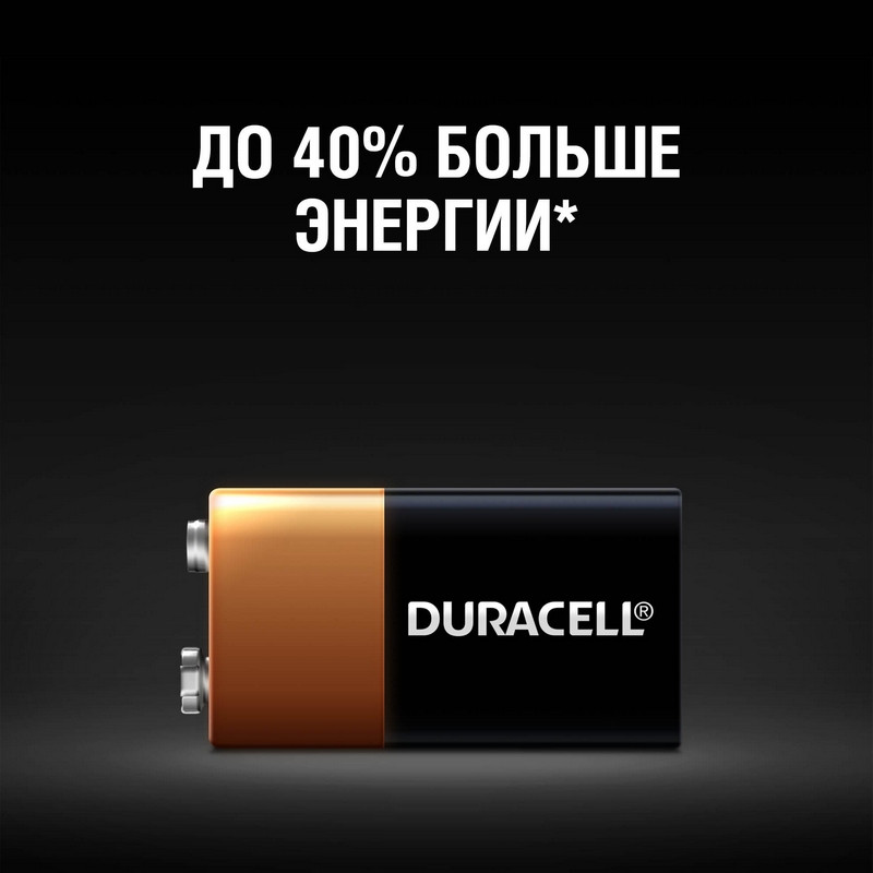 Батарейка Duracell F8/КРОНА/6LR61, 9В, алкалиновая, 1 шт. в блистере