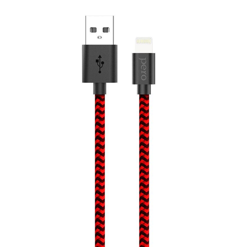 Кабель USB PERO DC-04 8-pin Lightning, 2А, 1м, Red-black