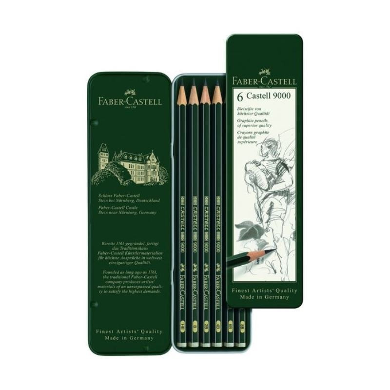 Набор карандашей чернографитных Faber-Castell 9000 HB-8B (6 штук в упаковке)
