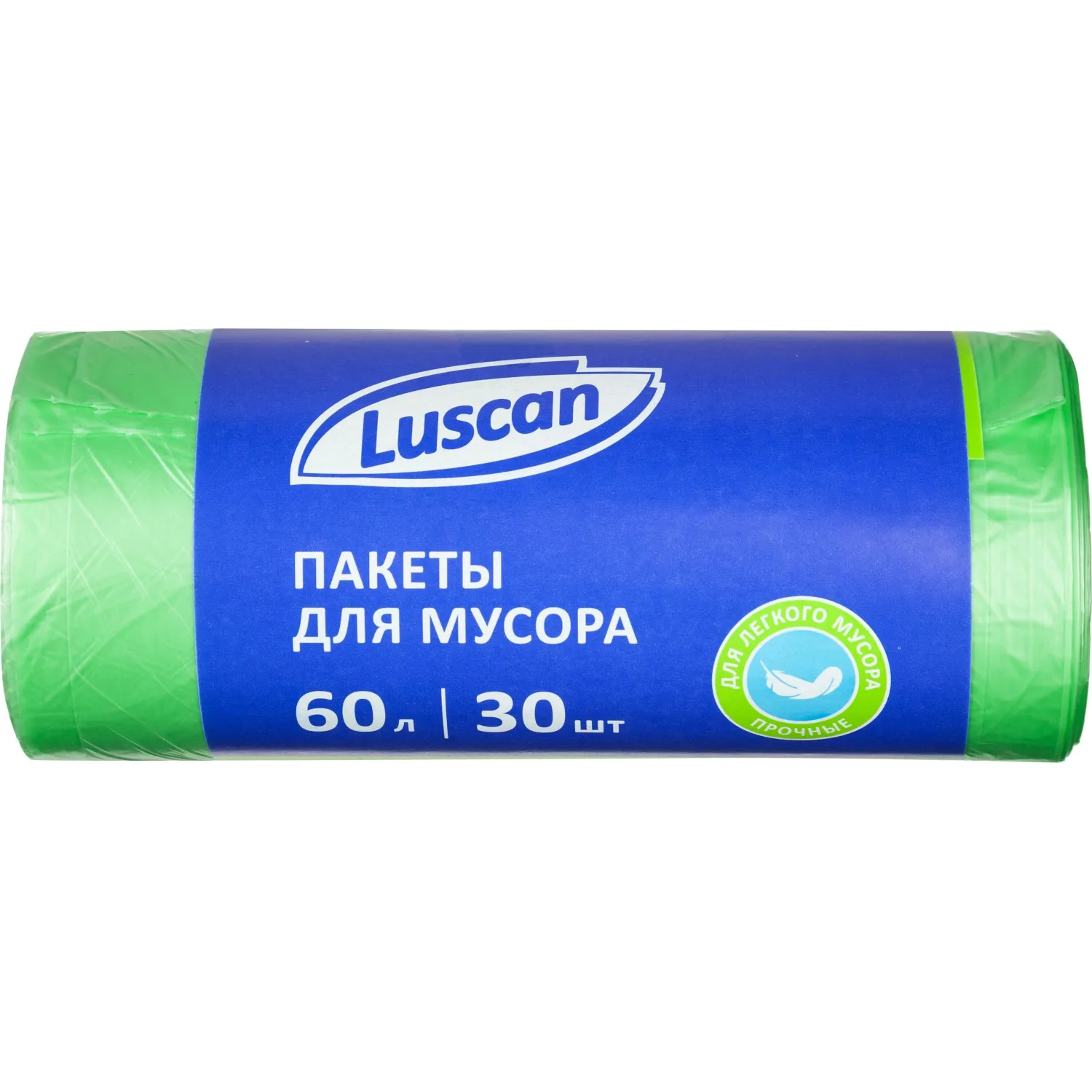 Мешки для мусора Luscan 60 л зелёные (ПНД 10 мкм, 30 штук)