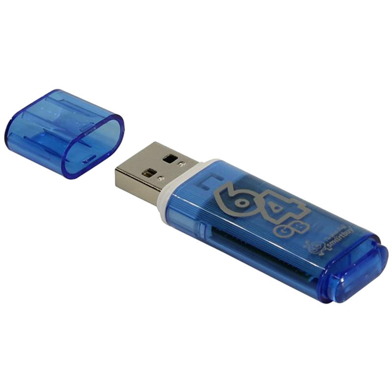 Флеш-память Smartbuy Glossy 64 Gb USB 2.0 синяя