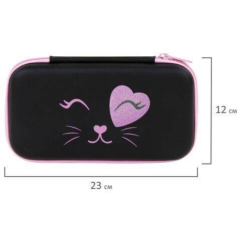 Пенал BRAUBERG SHINY, 1 отделение, 1 откидная планка, EVA, 23×12 см, «Smiling cat»