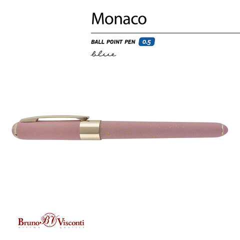 Ручка шариковая BRUNO VISCONTI MONACO SPACE, СИНЯЯ, розовый корпус с глиттером, линия 0.4 мм