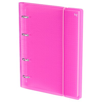 Тетрадь на кольцах А5, 120л., BG «Neon», пластиковая обложка, розовый, с резинкой