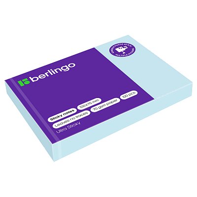 Самоклеящийся блок Berlingo «Ultra Sticky», 100×75мм, 100л, пастель, голубой