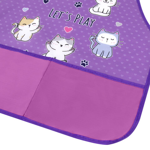 Накидка фартук с нарукавниками для труда BRAUBERG KIDS, 2 кармана, 46×54 см, «Kittens»