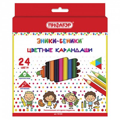 Карандаши цветные ПИФАГОР «ЭНИКИ-БЕНИКИ», 24 цвета, классические заточенные