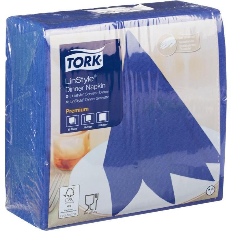 Салфетки бумажные Tork LinStyle Premium 478856 39×39 см синие 1-слойные 50 штук в упаковке