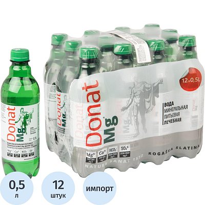 Вода минеральная лечебная Donat Mg газ 0.5л ПЭТ