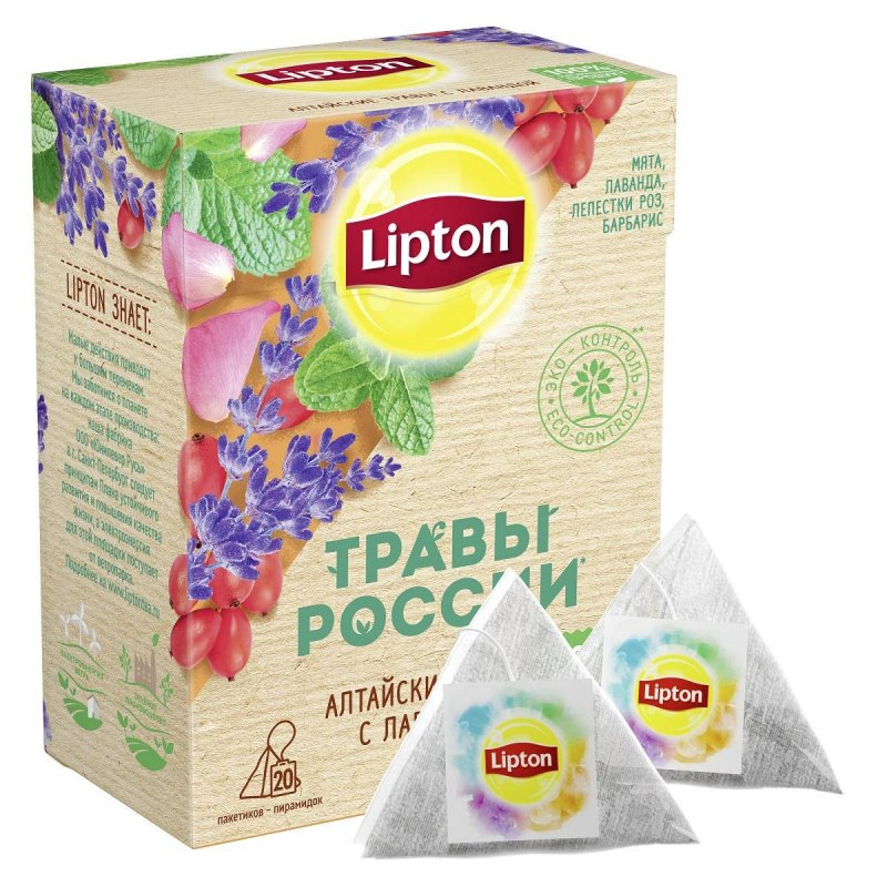 превью Чай Lipton Алтайские травы с лавандой травяной 20 пакетиков-пирамидок