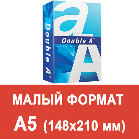 превью Бумага офисная МАЛОГО ФОРМАТА (148×210 мм), А5, класс «А+», DOUBLE A, ЭВКАЛИПТ, 80 г/м2, 500 л., белизна 175% (CIE)