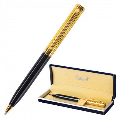 Ручка подарочная шариковая GALANT «Empire Gold», корпус черный с золотистым, золотистые детали, пишущий узел 0.7 мм, синяя