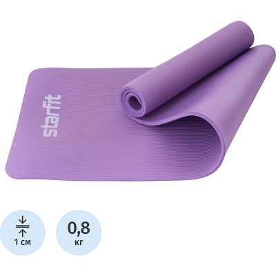 Коврик для йоги STARFIT FM-301 NBR,1.0см,183×61см, фиол пастель, УТ-00018919