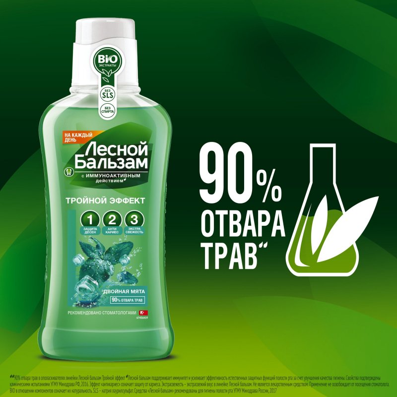 Ополаскиватель для полости рта Лесной бальзам Мята и лесные травы 400 мл