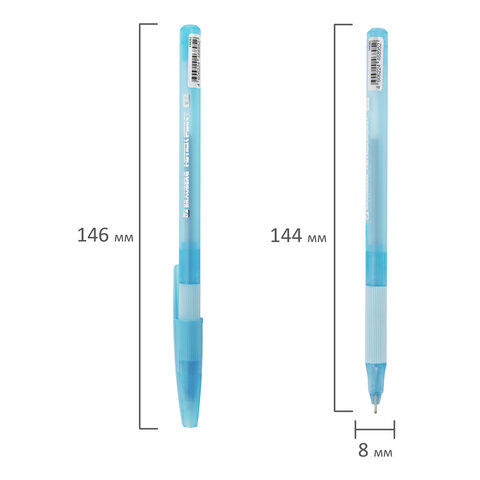 Ручка шариковая с грипом BRAUBERG «i-STICK POINT LIGHT BLUE», СИНЯЯ, пишущий узел 0.7 мм, линия письма 0.35 мм