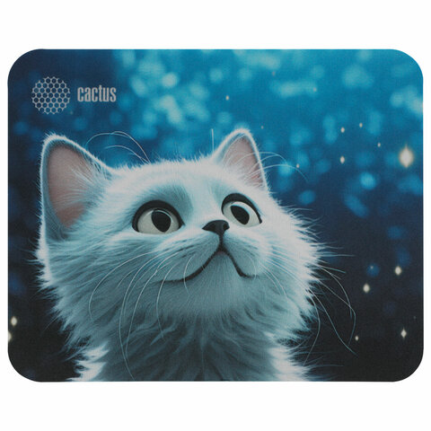 превью Коврик для мыши CACTUS «White Cat», 220×180x2 мм