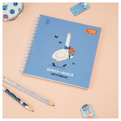 Скетчбук 60л., 150×150 MESHU «Quack-Quack», на гребне, выб. лак, soft-touch, 120г/м2