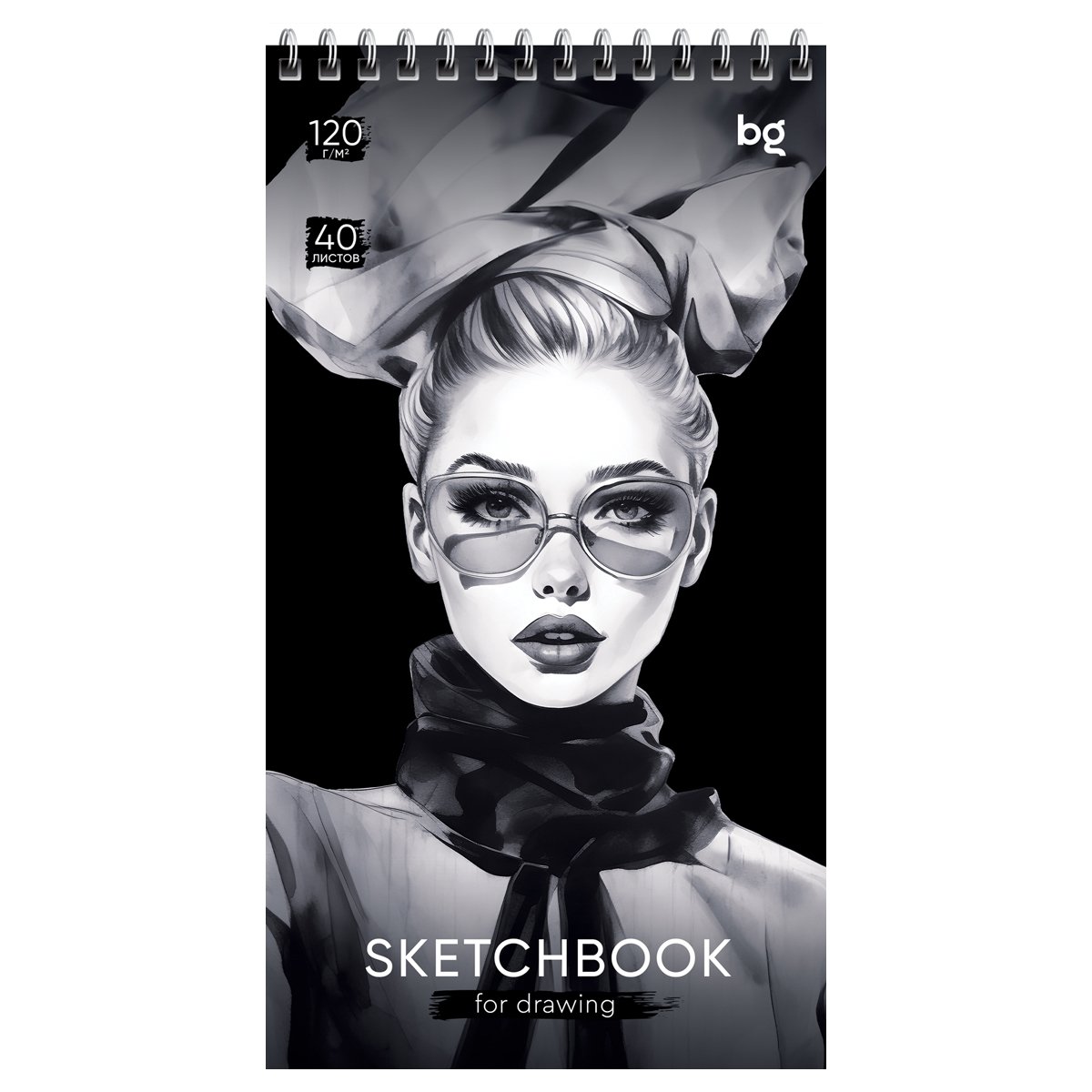 Скетчбук 40л. 105×195мм на гребне BG «Fashion Week», 120г/м2