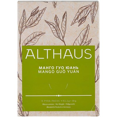 Чай Althaus BIO Mango Guo Yuan зеленый в пирамидках 15 x 2 г