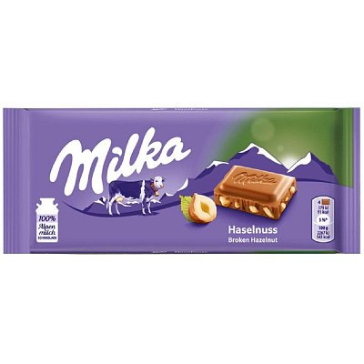 Шоколад Милка молочный с кусочками лесного ореха, 100г