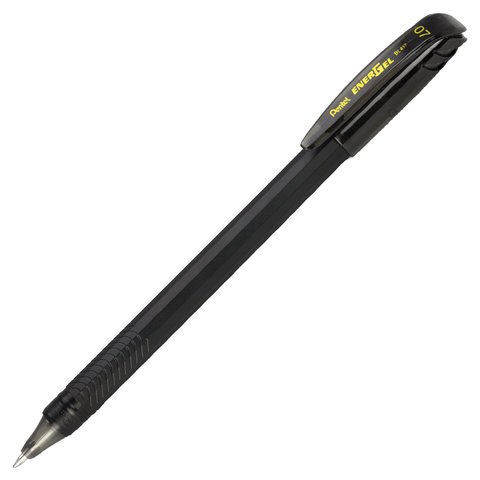 Ручка гелевая PENTEL (Япония) «Energel», ЧЕРНАЯ, корпус черный, узел 0.7 мм, линия письма 0.35 мм