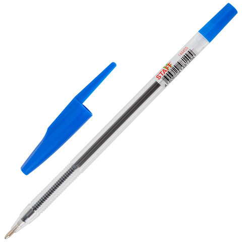 Ручка шариковая STAFF «Basic BP-66 CLASSIC», СИНЯЯ, корпус прозрачный, узел 1 мм, линия письма 0.5 мм