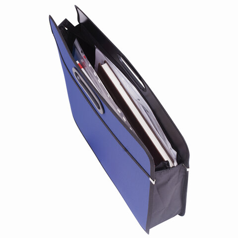 Сумка пластиковая BRAUBERG, А4+, 390×315×70 мм, на молнии, внешний карман, фактура бисер, синяя